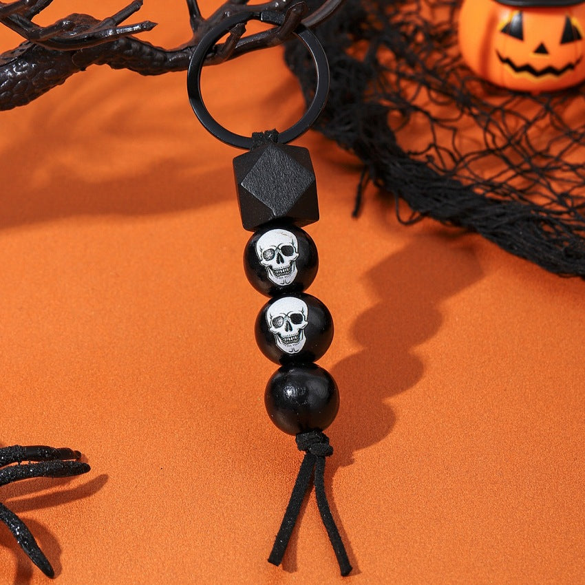 Wholesale Card Halloween Pumpkin Car Bat Beaded Metal Keychain
